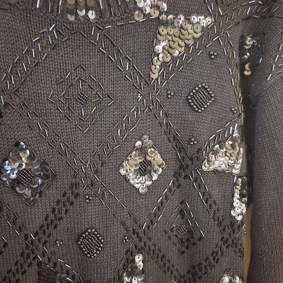 Vintage Black Fully Beaded Tunic Sweater Dress Size S - Picture 3 of 5